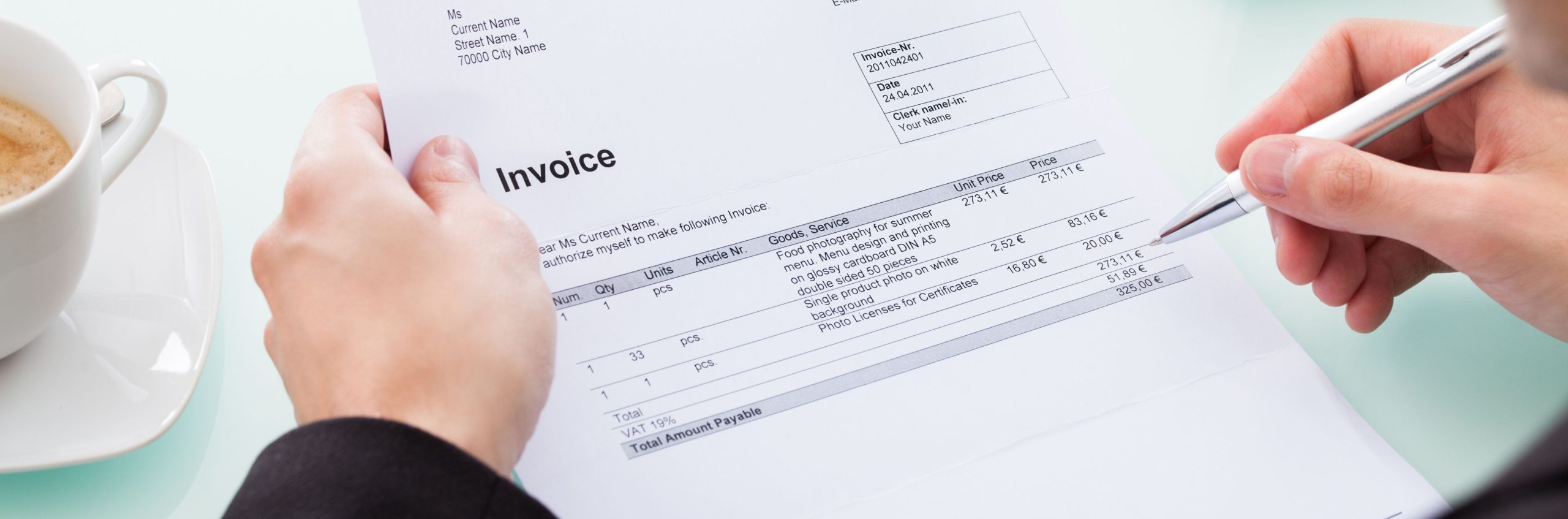 Business person managing invoices